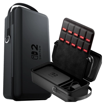 Pokrowiec do Nintendo Switch 2 2025 Torba Ochronna Duże Twarde Etui EVA, Kuferek, Wodoodporna, Lekka, z Uchwytami Alogy HardFoamBag™ – Czarna