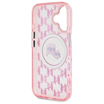 Karl Lagerfeld Hülle für iPhone 16 6,1" Rosa MagSafe IML Monogramm Karl