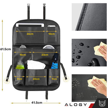 Alogy Schwarz Organizer 2 Halterungen für Auto Autos Reisetisch Autositzschutz Rückenlehne Rückenlehne Sitz