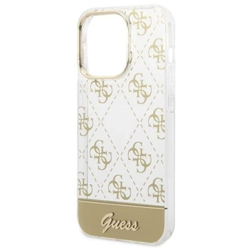 Etui Guess GUHCP14LHG4MHG für Apple iPhone 14 Pro 6,1" złoty/gold Hardcase 4G Pattern Script