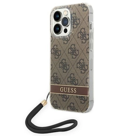 Etui Guess GUOHCP14XH4STW iPhone 14 Pro Max 6,7" brązowy/brown hardcase 4G Print Strap