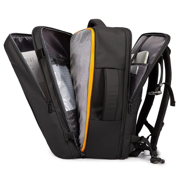 Wasserdichter Rucksack von Bange für 17-Zoll-Laptops, ideal für Stadtreisen, 47,5 x 31 x 26 cm, erweiterbar für Arbeit und Flugreisen, für Damen und Herren, schwarz