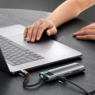 Baseus Metal Gleam Series multifunktionaler USB HUB 7in1 Typ C HDMI TF PD Kartenleser grau (WKWG020113)