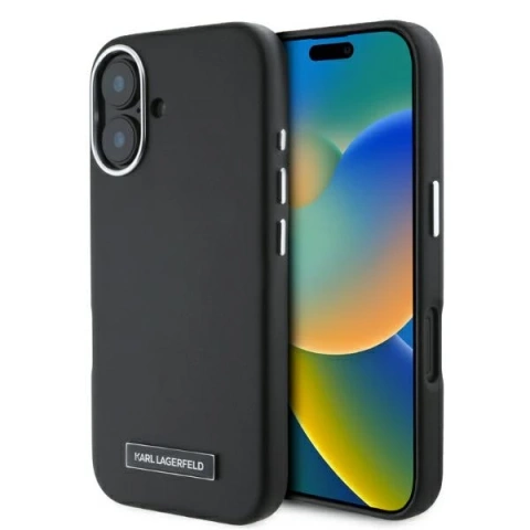 Etui Karl Lagerfeld do iPhone 16 6.1" Czarny MagSafe Hardcase FW Metal Plate