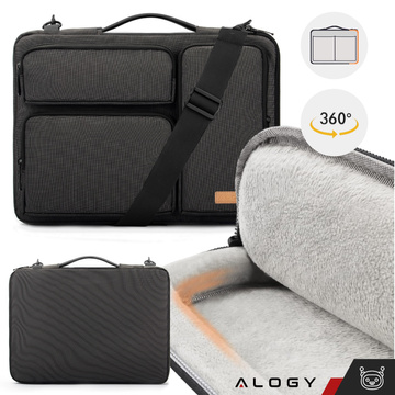 Torba Etui pokrowiec na MacBooka Air/Pro, laptopa, tablet 15.6" Alogy z paskiem na ramię Czarna