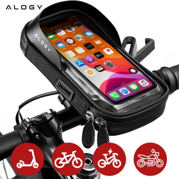 Etui torba wodoodporna rowerowa sakwa na rower na telefon 6.4 cali uchwyt na kierownicę 0.5L Alogy czarna