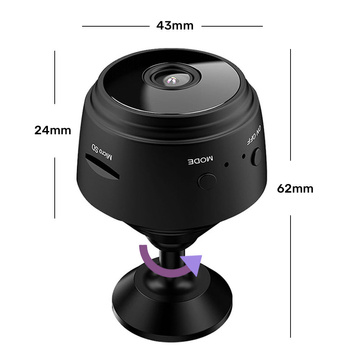 Kamera szpiegowska Ukryta detekcja Dyskretna kamerka mini z transmisją danych WiFi Full HD IP czarny