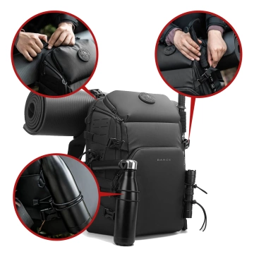 Bange wasserdichter Rucksack für 15,6-Zoll-Laptop, Stadtreisender, 45 x 30 x 16 cm, für Arbeit, Flugzeug, Herren, Damen, mit USB-Anschluss Schwarz