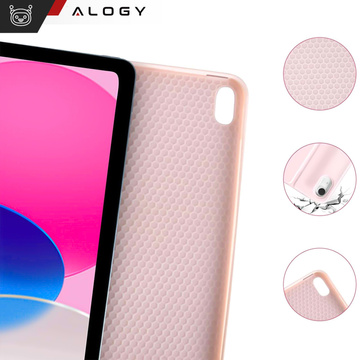 Etui ochronne z klawiatura bezprzewodowa Alogy Keyboard Case z miejscem na rysik do Apple iPad 11 gen. (2025) / 10 gen. (2022)  Różowe + Szkło