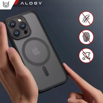 Etui do Apple iPhone 16 Pro Max obudowa Alogy MagSafe Hybrid Matte Case pokrowiec matowy z ochroną obiektywu czarny + szkło hartowane