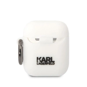 Schutzhülle für Kopfhörer Karl Lagerfeld für AirPods 1/2 Cover weiß/weiß Silikon Karl Head 3D