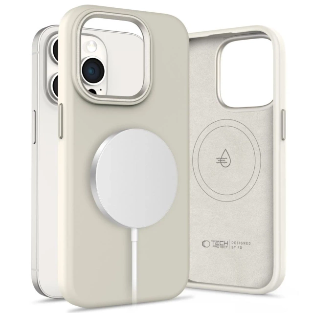 Etui do iPhone 15 Pro Tech-Protect Silicone Pure MagSafe Latte