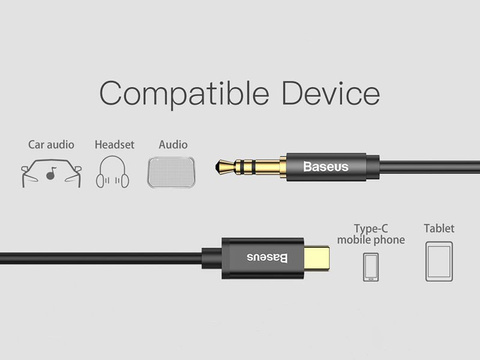 Kabel Baseus usb-c Typ C Jack 3.5 Audio 120 cm M01 czarny