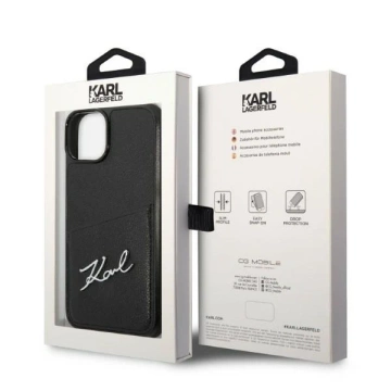 Karl Lagerfeld KLHCP14MCSSK Schutzhülle für Apple iPhone 14 Plus 6.7" Hardcase schwarz/schwarz Signature Logo Cardslot