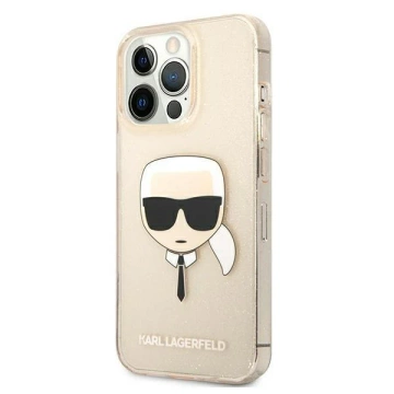 Etui ochronne na telefon Karl Lagerfeld KLHCP13LKHTUGLGO do Apple iPhone 13 Pro / 13 6,1" złoty/gold hardcase Glitter Karl`s Head
