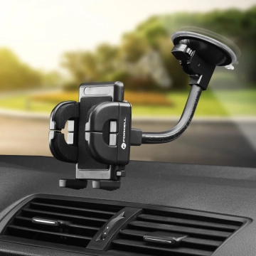 Uchwyt Samochodowy Forcell Regular 2w1 Kratka/Szyba Ramię 17 cm Czarny