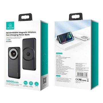 USAMS Powerbank PB62 10000mAh 20W QC3.0 PD Magnetic Wireless Fast Charge nebieski/blau 10KCD17104 (US-CD171)