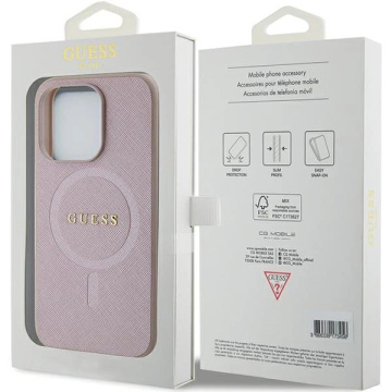 Etui Guess GUHMP15LPSAHMCP do iPhone 15 Pro 6.1" różowy/pink hardcase Saffiano MagSafe