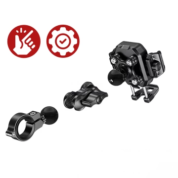 Uchwyt Motocyklowy Rowerowy na kierownicę KEWIG M33-C1 na telefon z systemem przeciwwstrząsowym na motor quada skuter Czarny