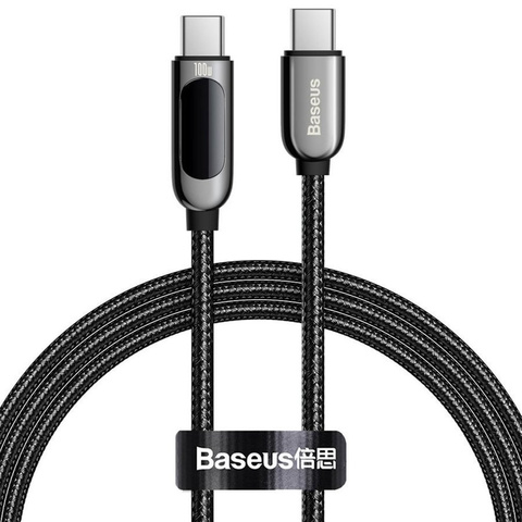 1m Baseus Kabel USB-C Typ C Kabel mit PD 5A 100W Schwarzer Strommesser