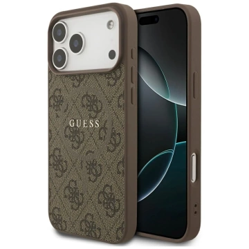 Etui Guess Hardcase 4G Ring Classic Logo MagSafe do iPhone 17 Pro Max brązowe