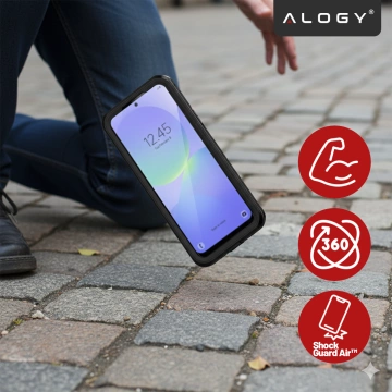Etui Wodoodporne do Samsung Galaxy A56 5G 2025, Pancerna Obudowa 360° z Przezroczystym Tyłem, Alogy HydroArmor™ IP68 Case – Czarne