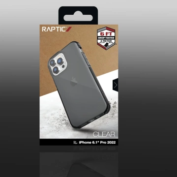 Raptic Clear Case iPhone 14 Pro gepanzerte Hülle grau