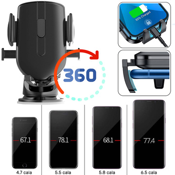 Uchwyt samochodowy do telefonu 2w1 Alogy na szybę do kratki na deskę rozdzielczą Czarny + Kabel USB-C 2.4A 1m