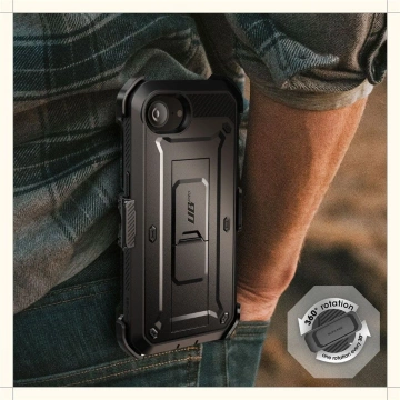 Etui Supcase Unicorn Beetle Pro iPhone 16e Black z klipsem