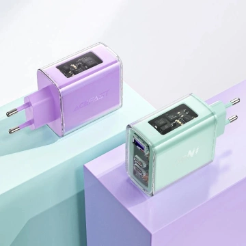 Ładowarka sieciowa Acefast A45 GaN 65W 3 porty (1xUSB, 2xUSB-C) zielona