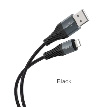 HOCO Kabel USB-A do Lightning X38 1 m Czarny 2,4A Wytrzymały TPE