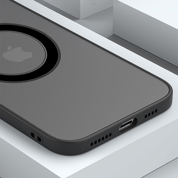 Etui do Apple iPhone 13 Mini obudowa Alogy Hybrid Mag Case do MagSafe z ochroną aparatu matowe czarne + Ładowarka Qi