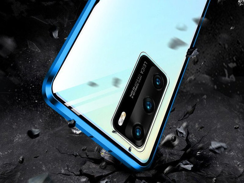 Etui magnetyczne szklane Dr.Fit dwustronne do Huawei P40 Niebieskie