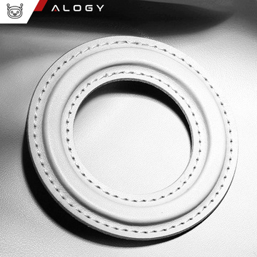 Blaszka magnetyczna do MagSafe naklejka Ring Pierścień Nakładka na Uchwyt Uniwersalna skórzana Alogy Magnetic biała