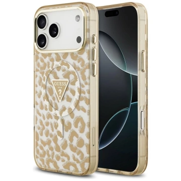 Etui Guess MagSafe do iPhone 17 Pro Leopard Glitter Brown