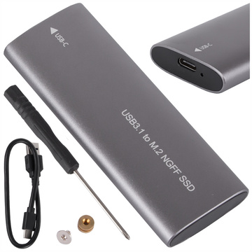 Festplattenadaptergehäuse SSD-Schacht NGFF m.2 USB 3.1 USB-C Typ-C 2230-2280 mm Silber