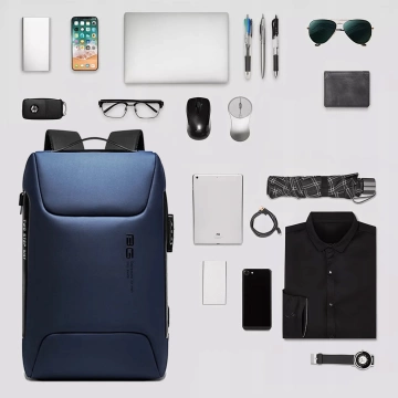 Bange Wasserdichter Diebstahlsicherer Rucksack für 15,6"-Laptops, ideal für Stadtreisen, 48 x 30 x 16 cm, für Arbeit und Flugreisen, für Damen und Herren, mit USB-Anschluss und Zahlenschloss, Marineblau