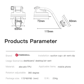 Uchwyt Samochodowy Forcell  F-GRIP MagLuxe Magnetyczny 3w1 z Regulacją