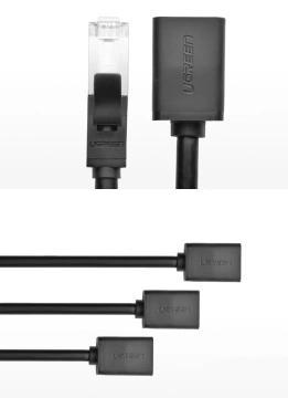 Przedłużacz UGREEN kabel internetowy Ethernet RJ45 Cat 6 FTP 1000 Mbps 2 m czarny (NW112 11281)