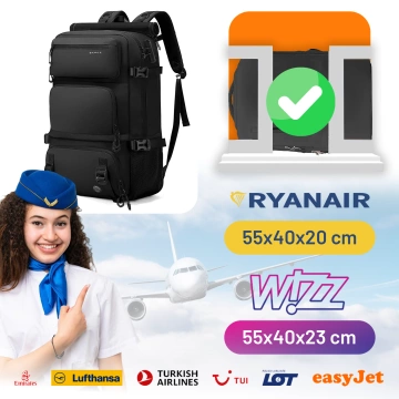 Bange wasserdichter Rucksack für 15,6-Zoll-Laptop, Stadtreisender, 45 x 30 x 16 cm, für Arbeit, Flugzeug, Herren, Damen, mit USB-Anschluss Schwarz