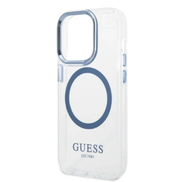 Etui Guess GUHMP14XHTRMB iPhone 14 Pro Max 6,7" niebieski/blau Hartschalenetui Metal Outline Magsafe