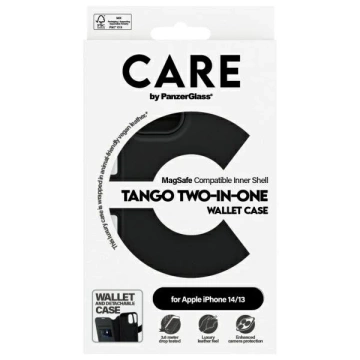Etui do iPhone 14/13 CARE by PanzerGlass Tango Wallet 2w1 6,1" Czarny