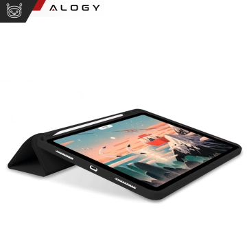 Schutzhülle mit Stifthalter für Apple iPad Air 13" (2024/2025) und iPad Pro 12,9" (2018–2022), Alogy Book Cover Case, Schwarz