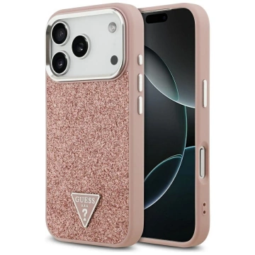 Etui Guess Glitter Triangle Logo MagSafe na iPhone 17 Pro - Różowe