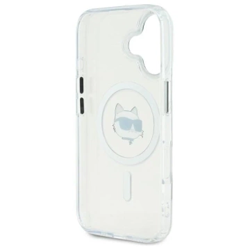 Etui Karl Lagerfeld  do iPhone 16 6.1" Biały Hardcase IML Metal Choupette Head MagSafe