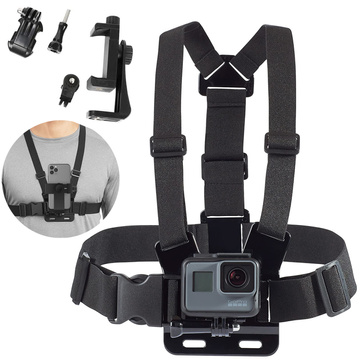 Szelki sportowe uchwyt na klatkę piersiową Alogy Chest do aparatu, kamer GoPro, telefonu uniwersalne Czarne