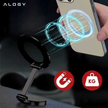 Uchwyt samochodowy na telefon do MagSafe Uchwyt magnetyczny Alogy Car Holder na deskę rozdzielczą do auta Czarny