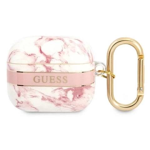 Guess GUA3HCHMAP AirPods 3 Cover różowy/pink Marble Strap Collection