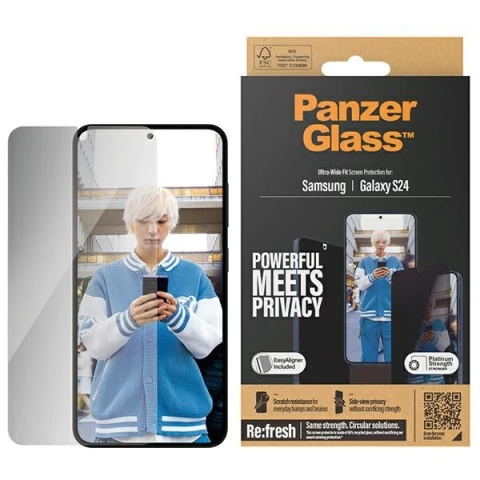 Gehärtetes Glas für Samsung Galaxy S24 PanzerGlass Ultra-Wide Fit Privacy EasyAligner