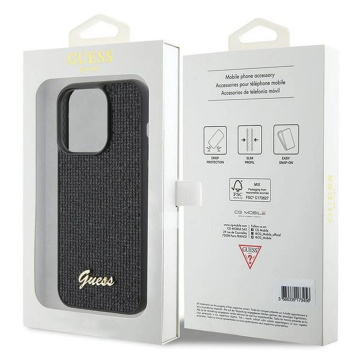 Original GUESS Hardcase GUHCP15LPMSDGSK Hülle für iPhone 15 PLUS (Disco Script Metal / Schwarz)